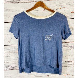 American Eagle Good Vibes Only Cropped Soft & Sexy Tee Shirt Top Blue Size XS